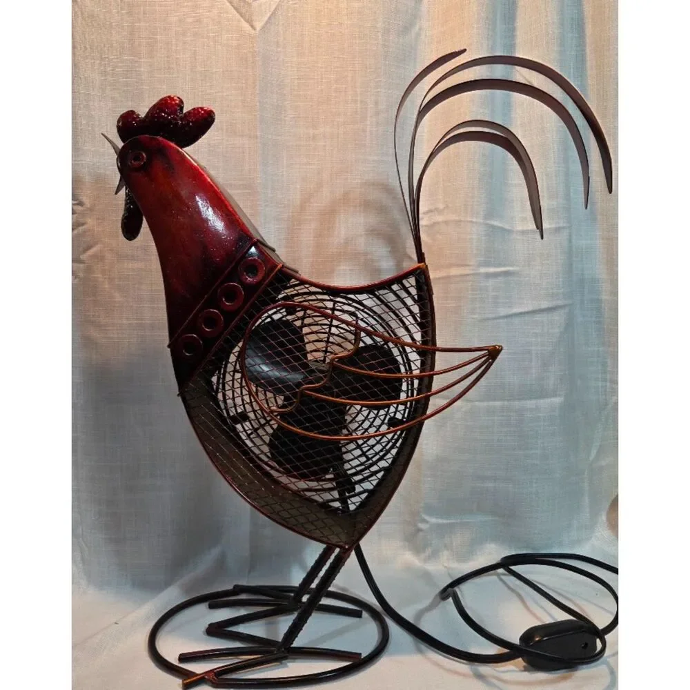 Metal Rooster Table Fan Decorative Farmhouse Electric Desk Fan 21